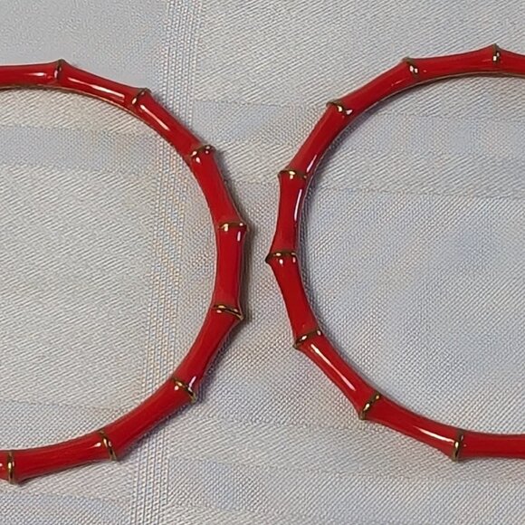 BRACELET BANGLE RED METAL BAMBOO STYLE WOMAN FASHION WEAR WOMEN CASUAL JEWELRY - Picture 11 of 15
